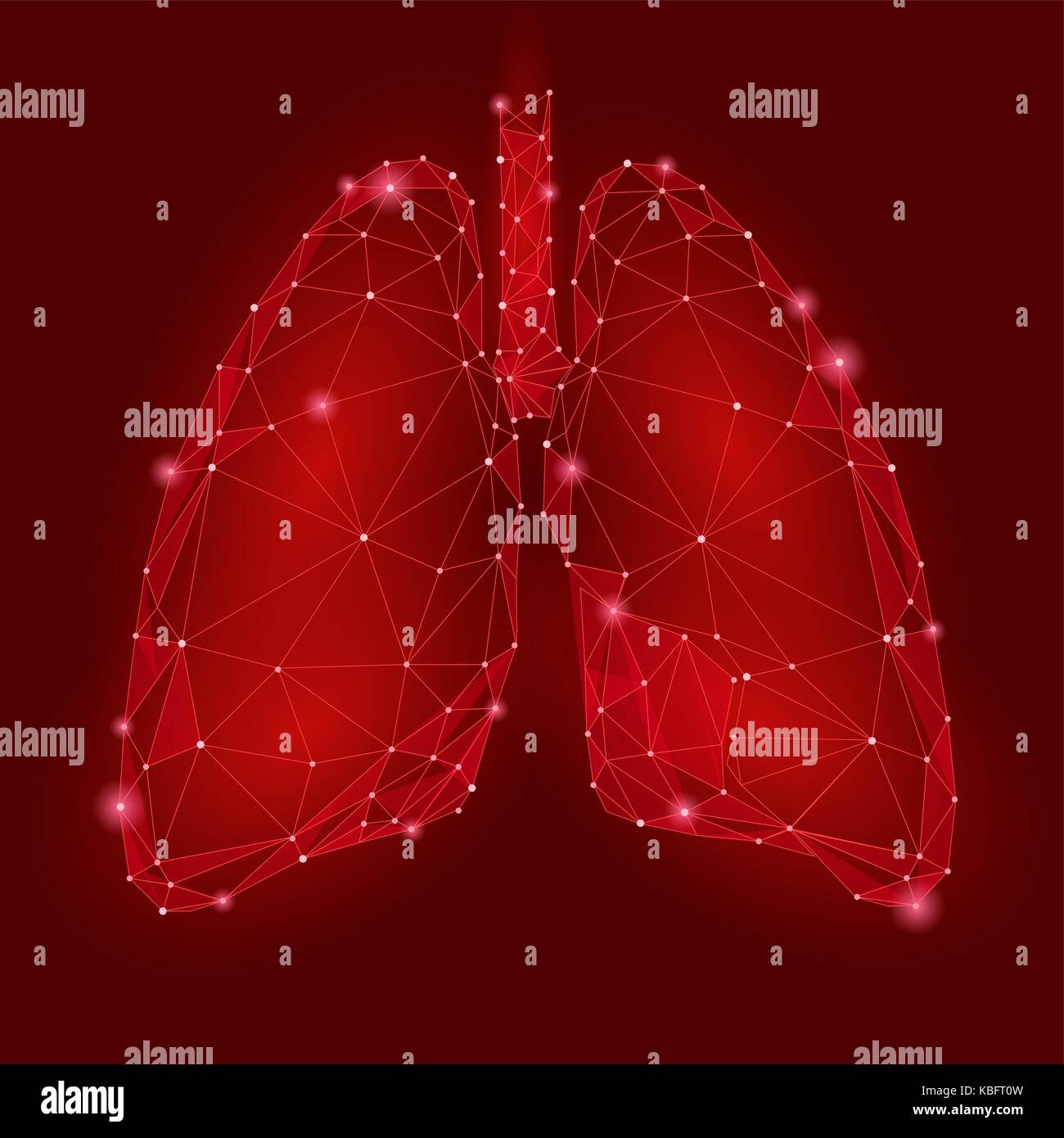 Die internen Organ Lunge. Low Poly Technik Design. Rote Farbe polygonalen Dreieck Punkte verbunden. Gesundheit Medizin Symbol Hintergrund Vektor illustrati Stock Vektor