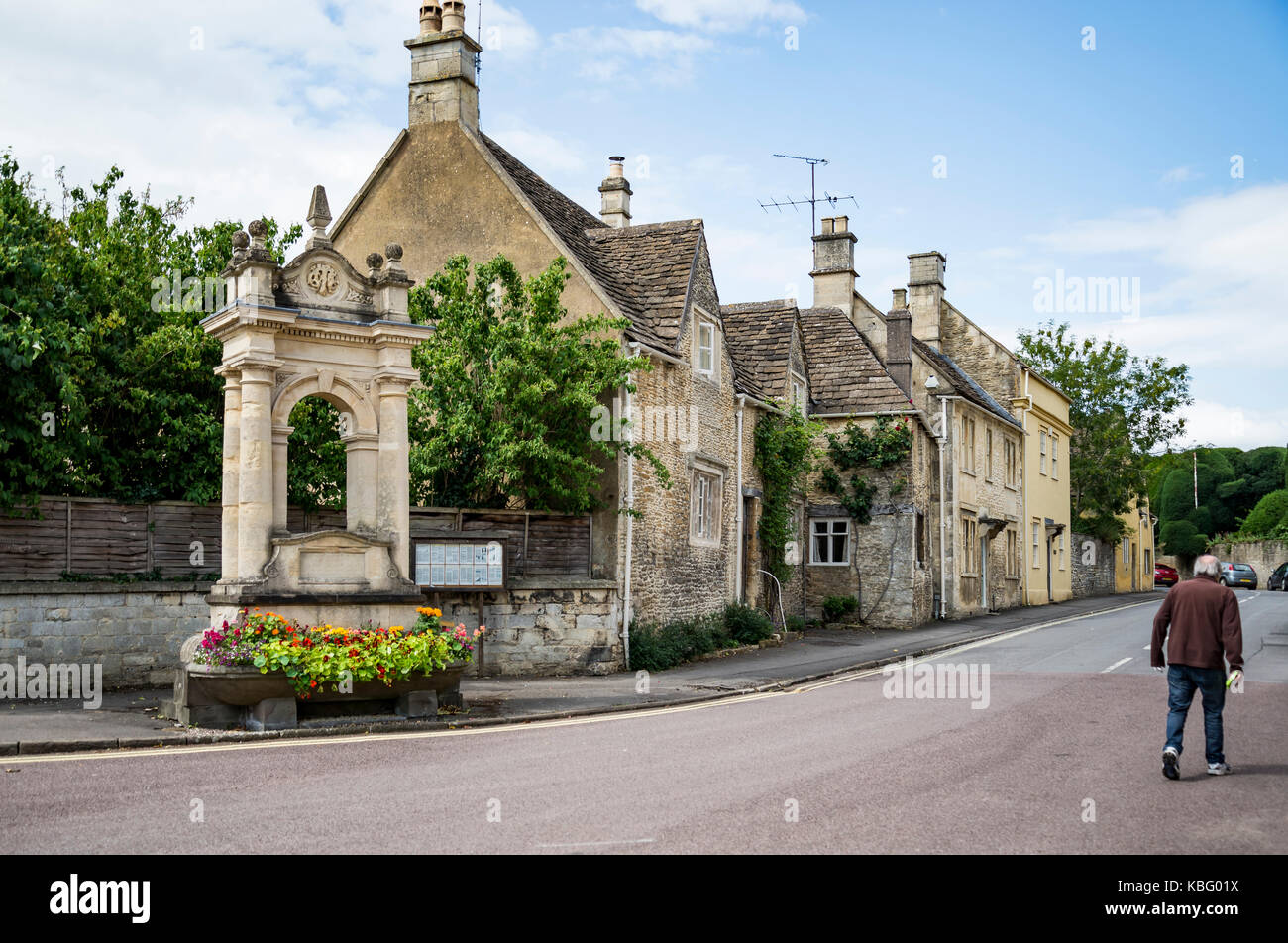 Straße in der Marktstadt Corsham, England, Grossbritannien, die auch für den Drehort der BBC drama Pol dunklen verwendet wurde. Stockfoto