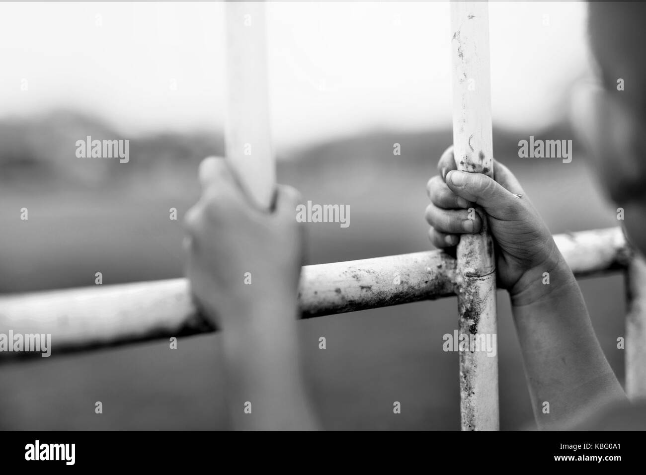 Kinder, Menschenhandel und vtrafficking Konzept., Fokus verwischen. Stockfoto