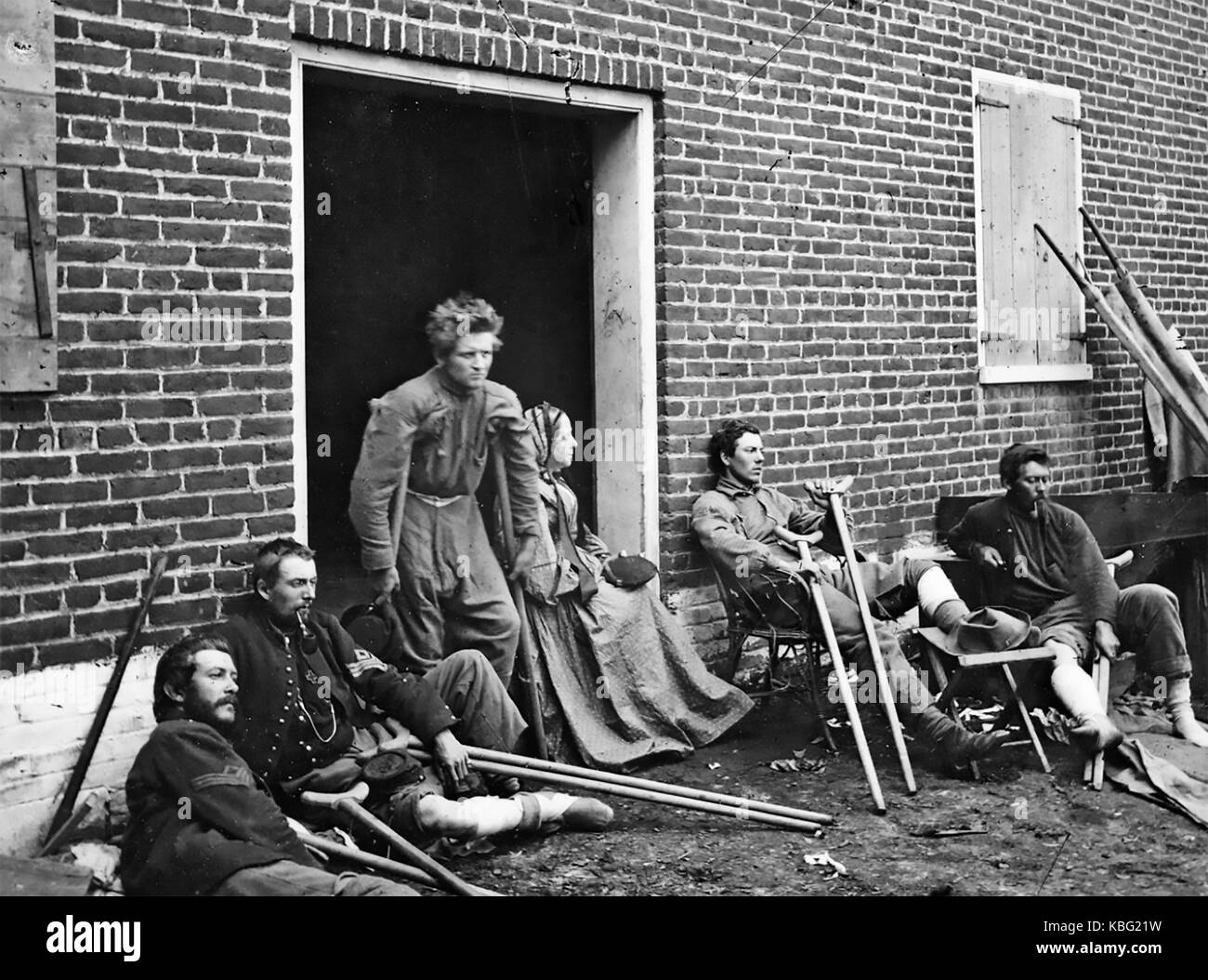Schlacht von Fredericksburg 11-15 Dezember 1862. Verwundete Soldaten der Union unter einer temporären Krankenhaus. Stockfoto