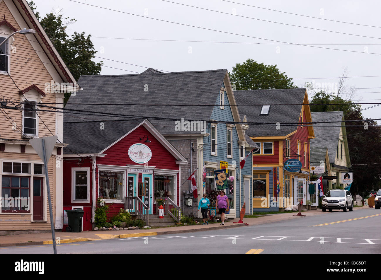 Die Stadt von Mahone Bay, Nova Scotia am 30. August 2017. Gegründet 1754 Mahone Bay ist eine kleine Stadt liegt an der Südküste von Nova Scotia in Lünen Stockfoto
