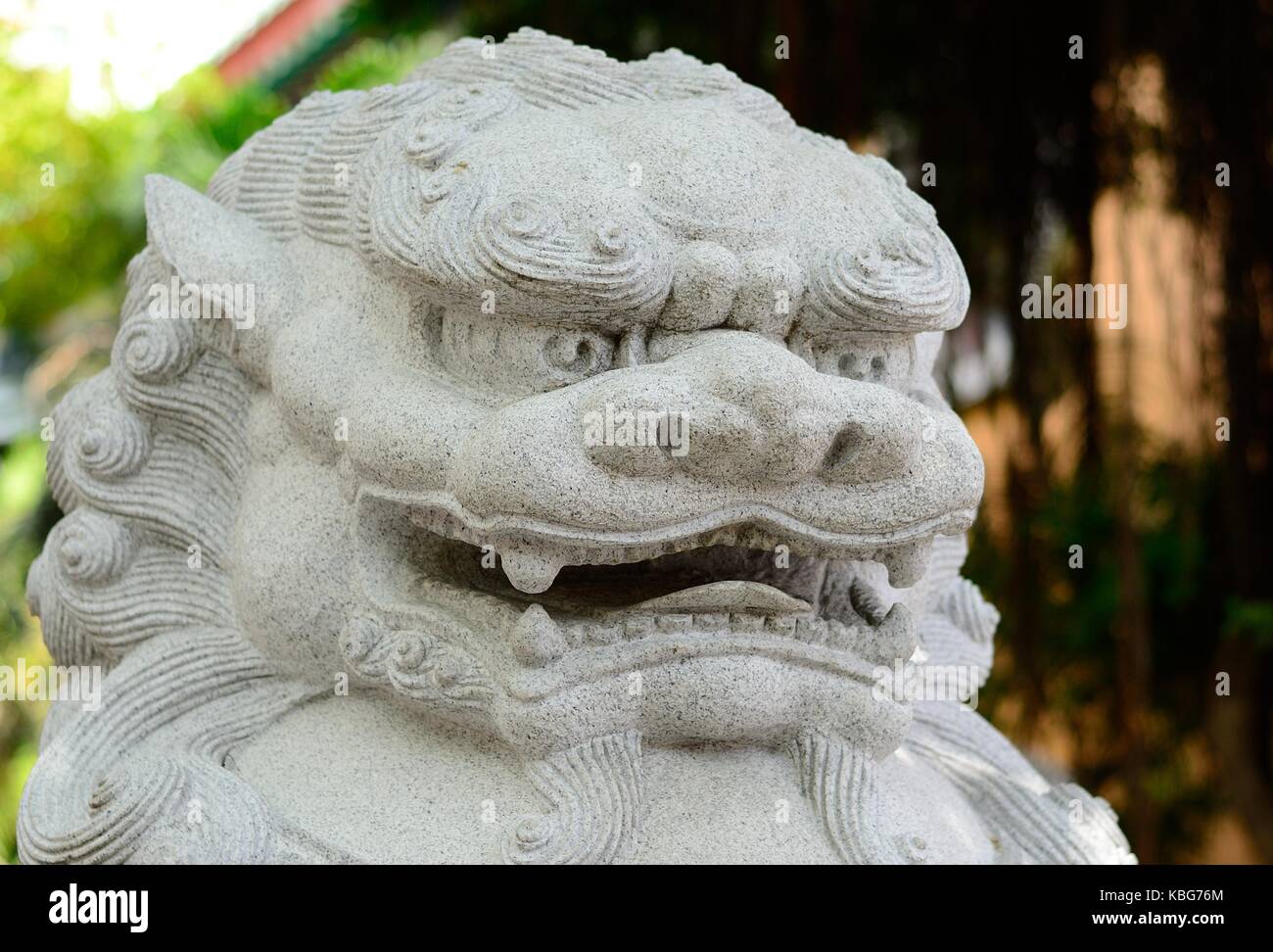 Die alten Löwen, der den Tempel Eingang schützen Stockfoto