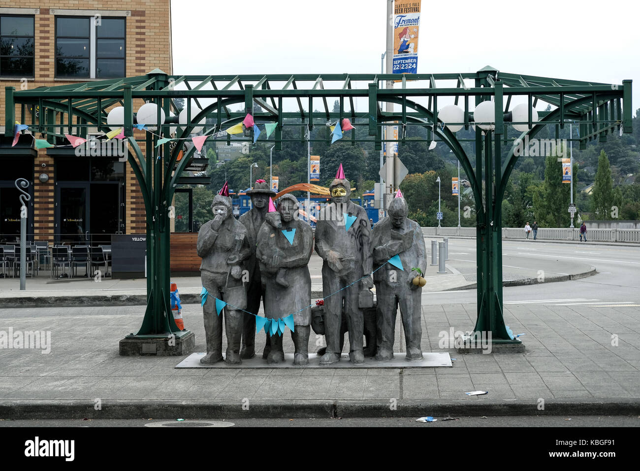 Die Skulptur "Überland" in der Fremont Gegend von Seattle, Washington, USA warten. Stockfoto