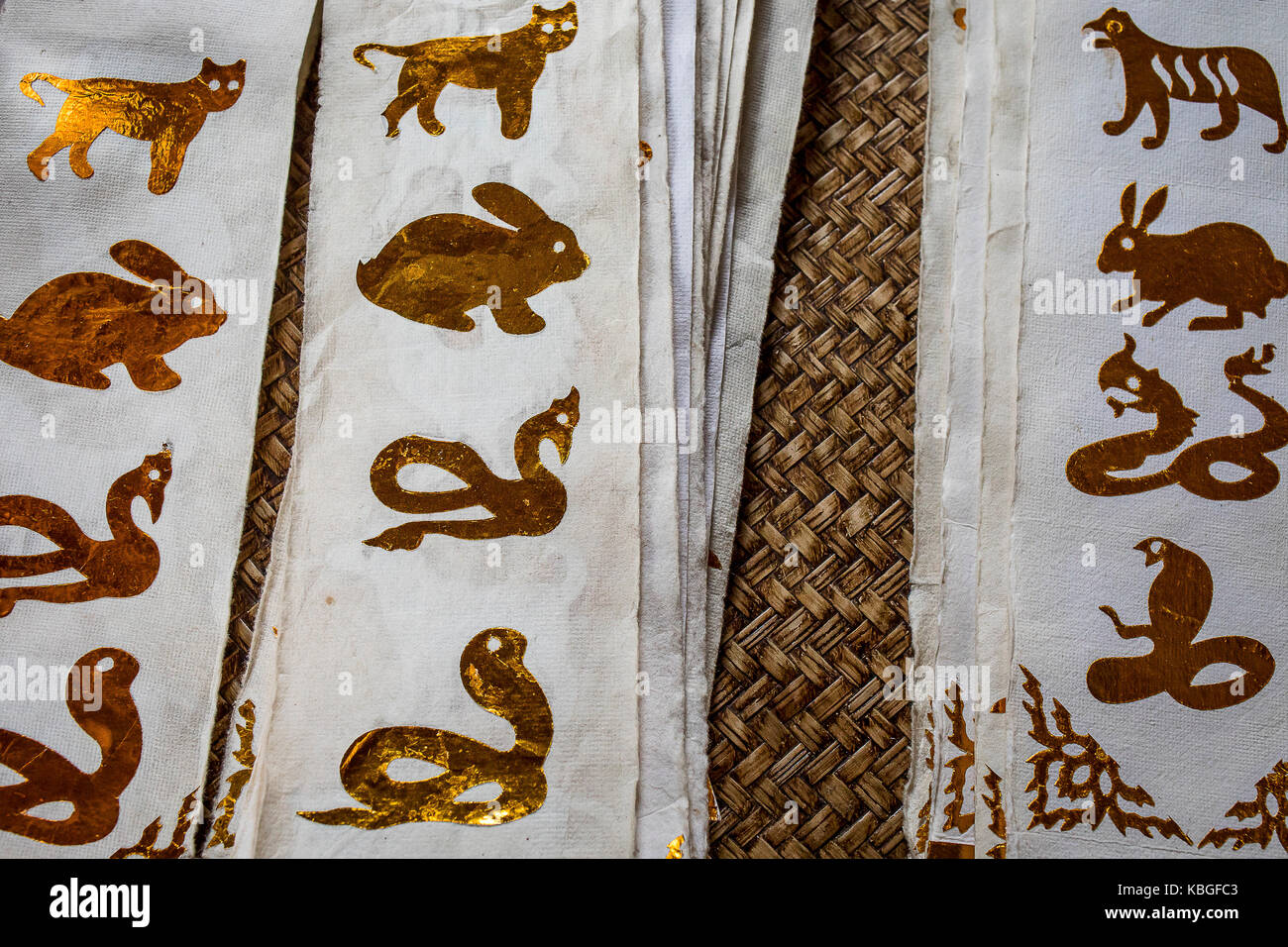 Detail; Gebetstempel, im Wat Phan Tao Tempel, Chiang Mai, Thailand Stockfoto