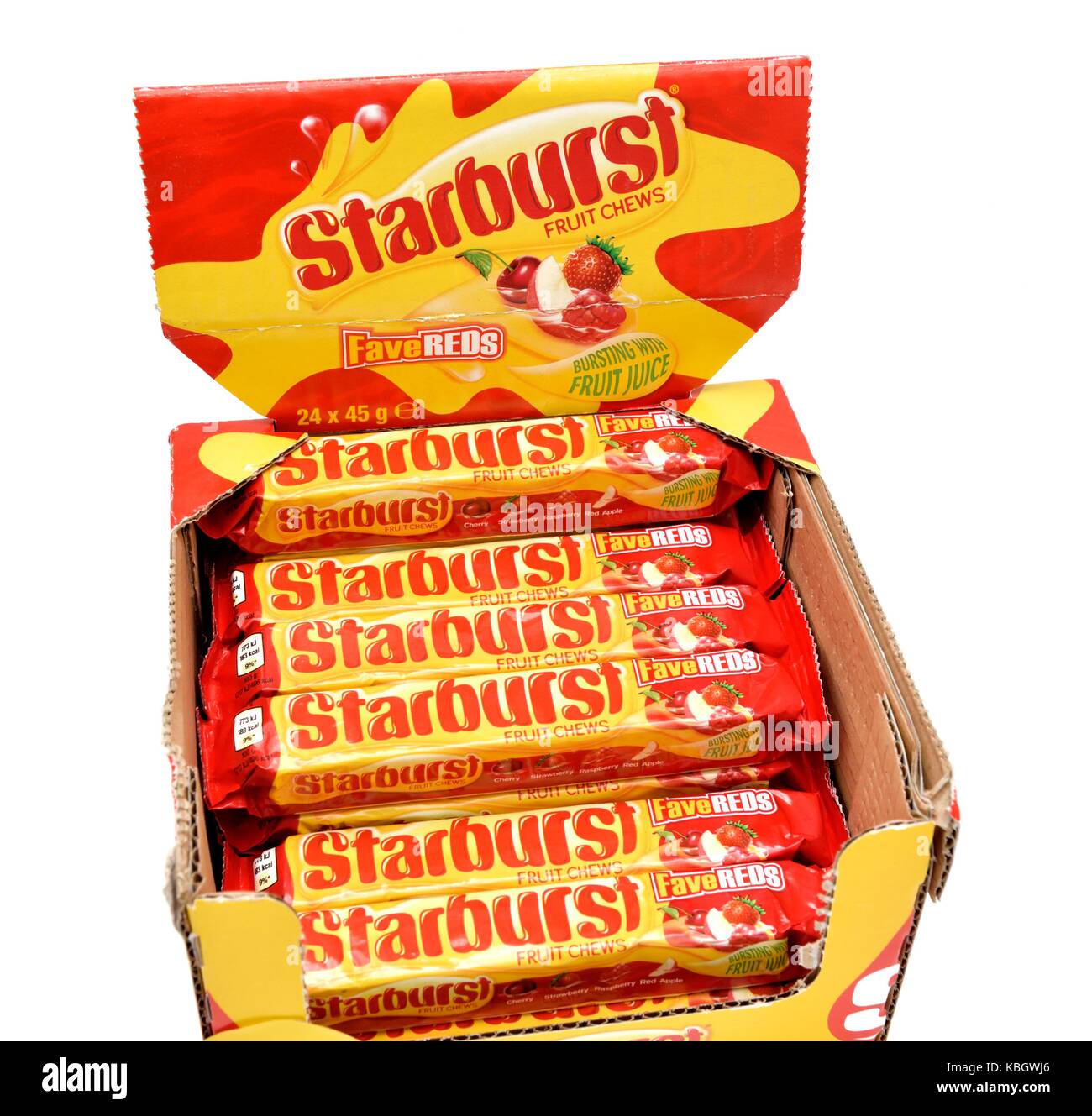 Starburst Obst kaut Stockfoto