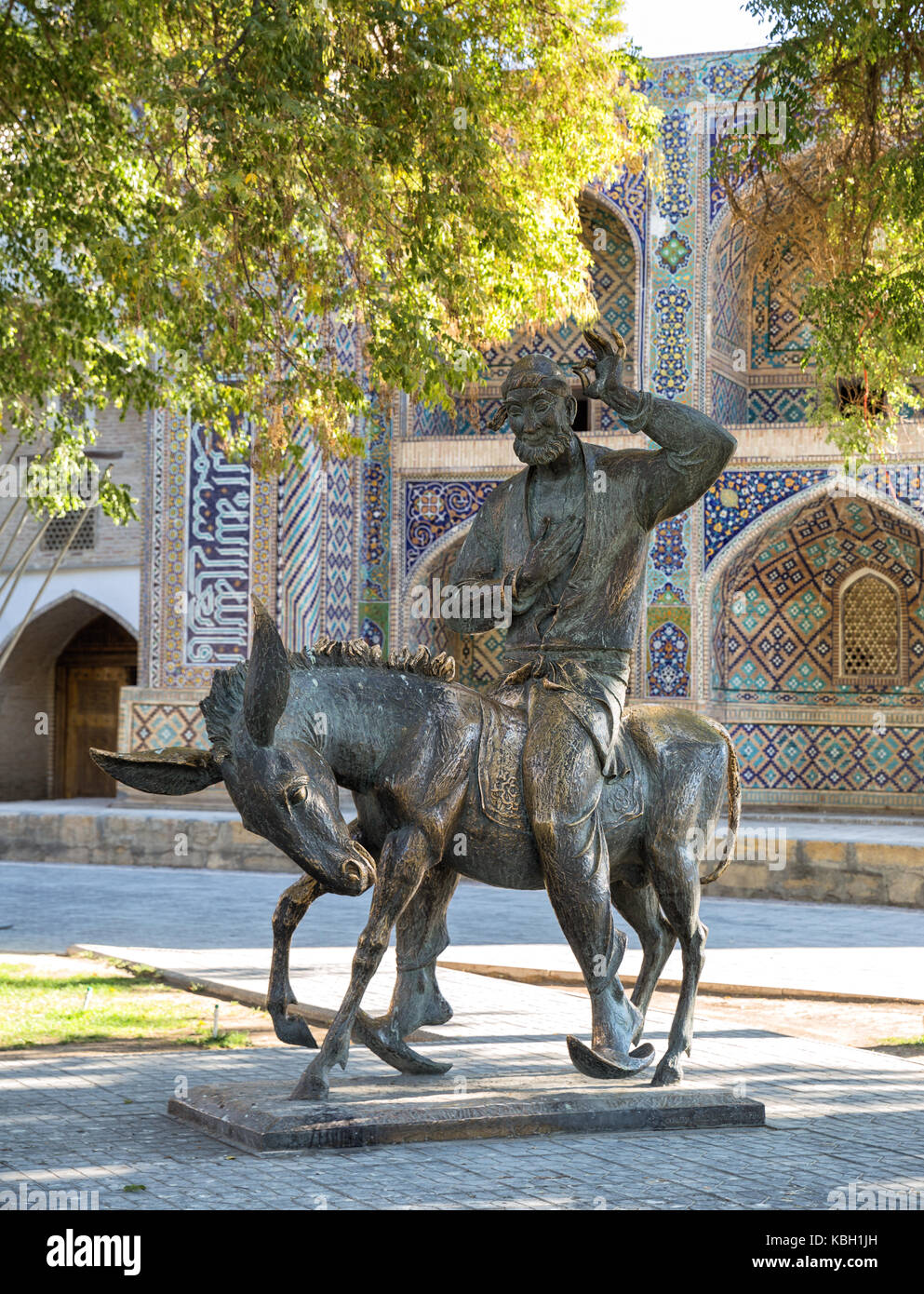 Buchara, Usbekistan - Oktober 19, 2016: Moderne Denkmal des Nationalhelden Hodscha Nasreddin Stockfoto