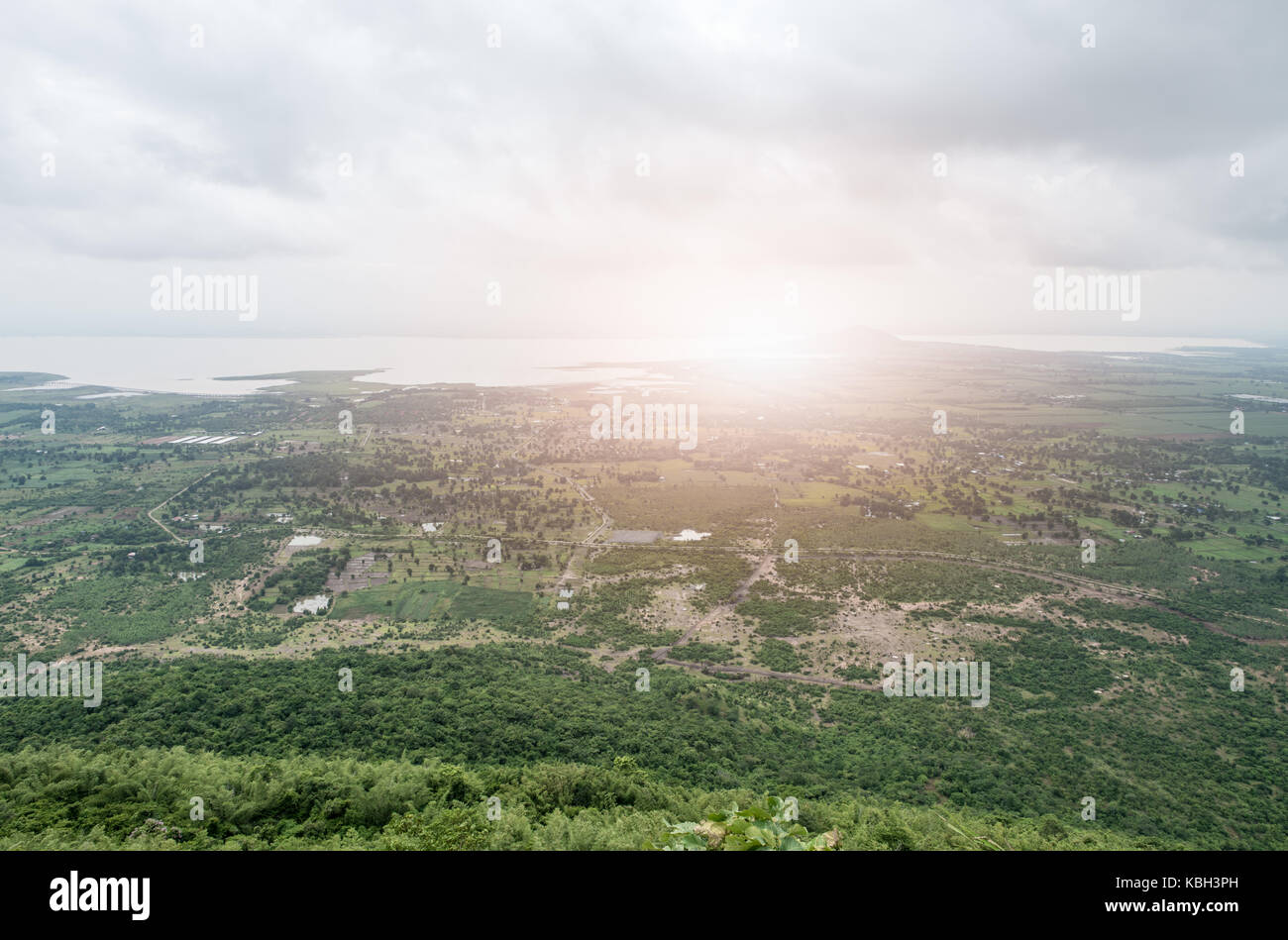 Ansicht der Flächennutzung um pasak jolasid Dam in der Provinz Lop Buri, Thailand Stockfoto