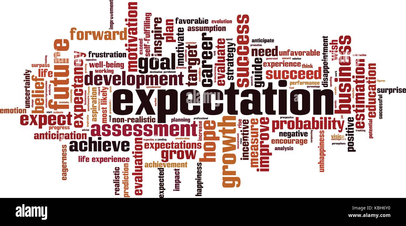 Erwartungen Wort cloud Konzept. Vector Illustration Stock Vektor