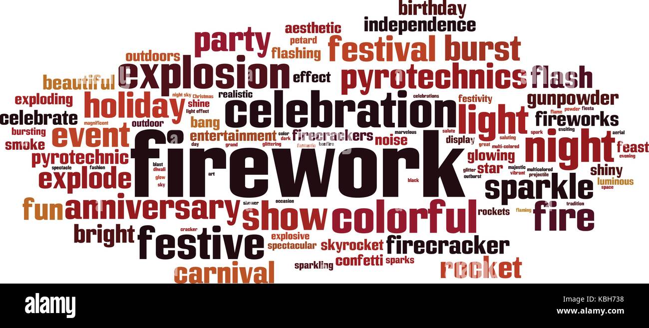 Feuerwerk word cloud Konzept. Vector Illustration