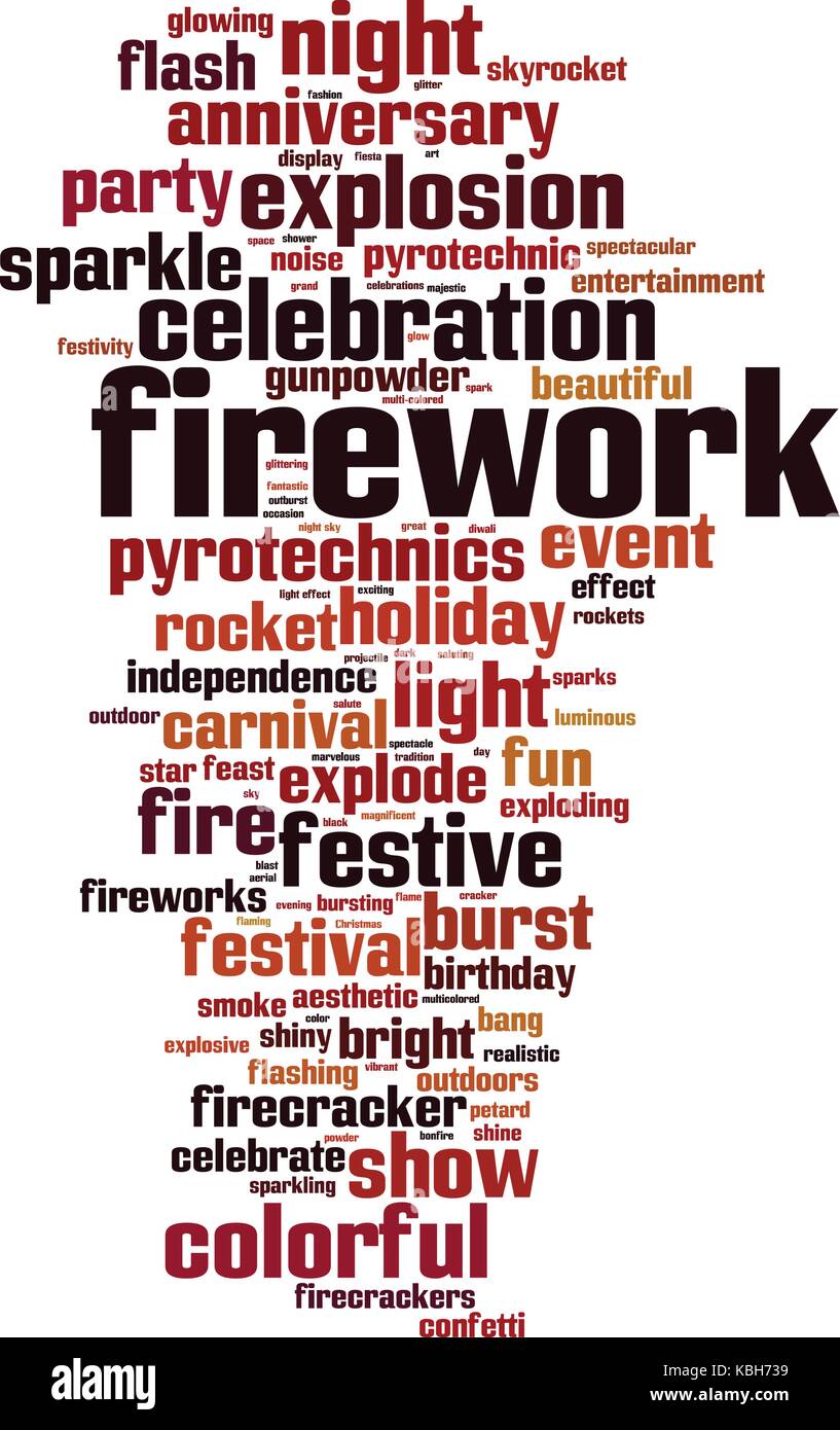 Feuerwerk word cloud Konzept. Vector Illustration