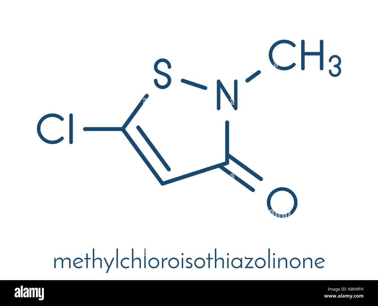 Konservierungsmittel methylchloroisothiazolinone Molekül, chemische Struktur. Oft in Wasser-basierte Produkte, z.b. Kosmetika verwendet. Skelettmuskulatur Formel. Stock Vektor