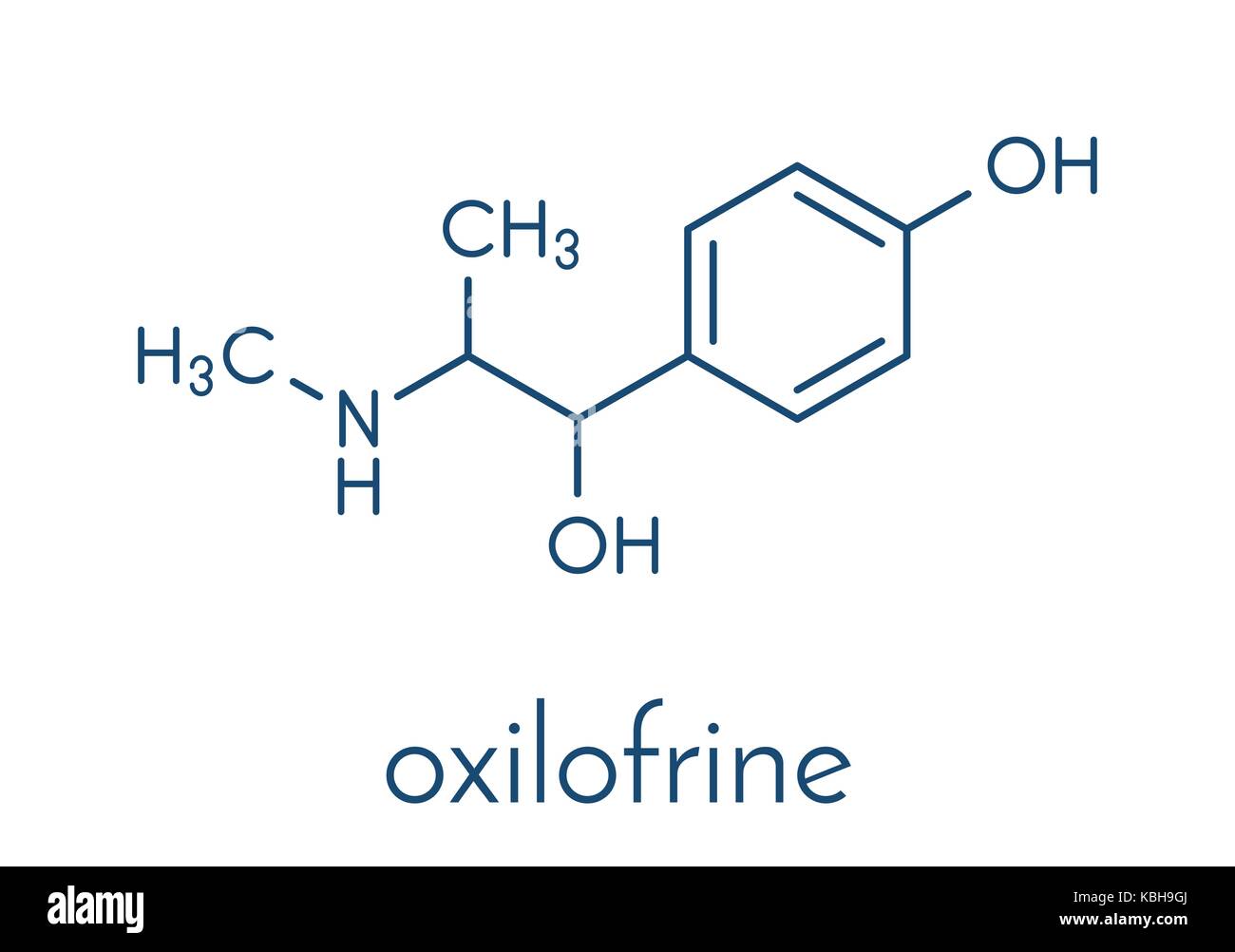 (Oxilofrine methylsynephrine, oxyephrine) Stimulans, chemische Struktur. Skelettmuskulatur Formel. Stock Vektor