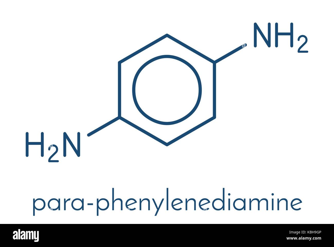 PPhenylendiamin (PPD) Haarfärbemittel Molekül. Auch Vorläufer in der