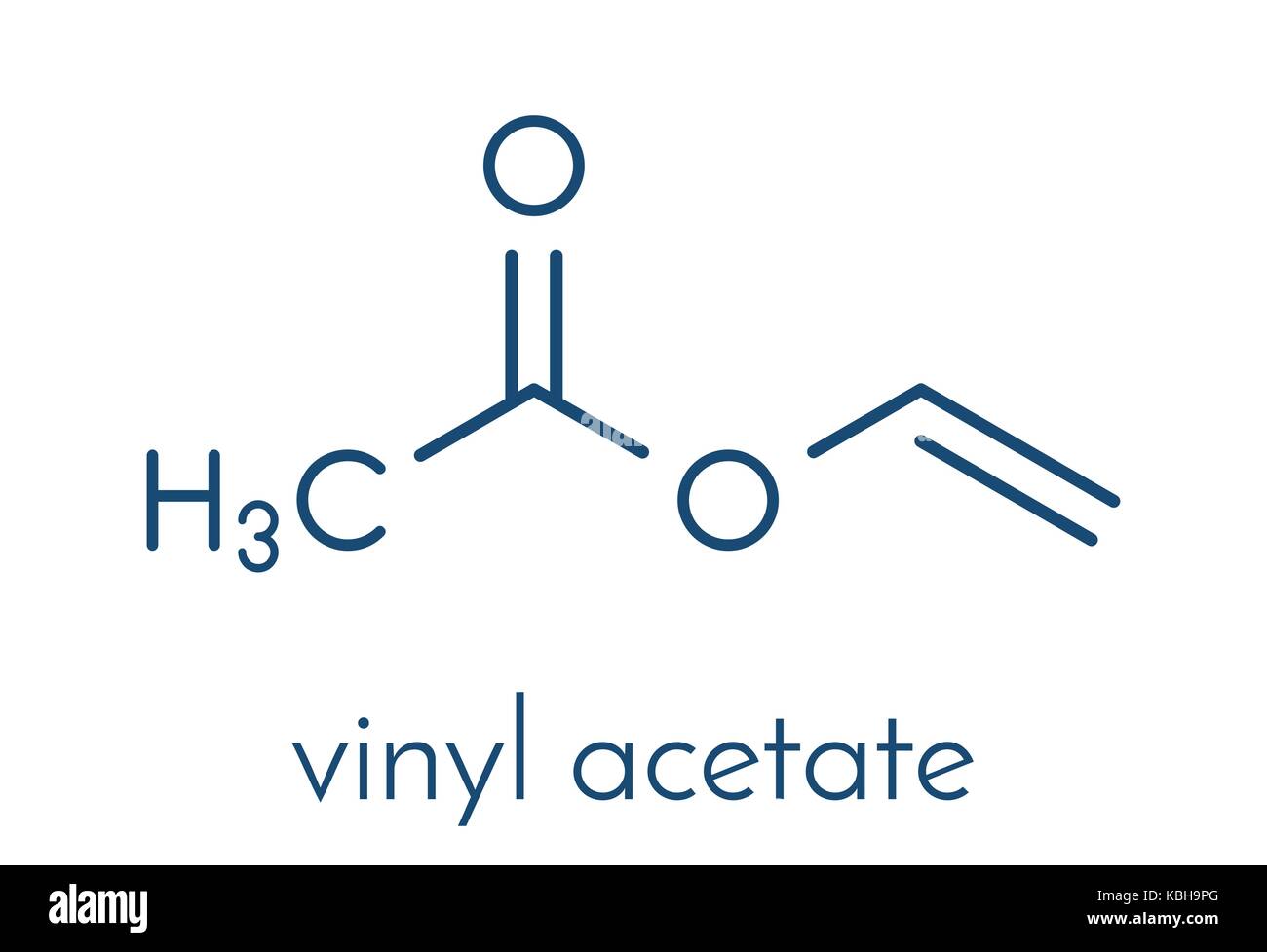 Vinylacetat, polyvinyl-Azetat (PVA, PVAc) kleber Baustein. PVA ist in einer Reihe von Leim verwendet. Skelettmuskulatur Formel. Stock Vektor