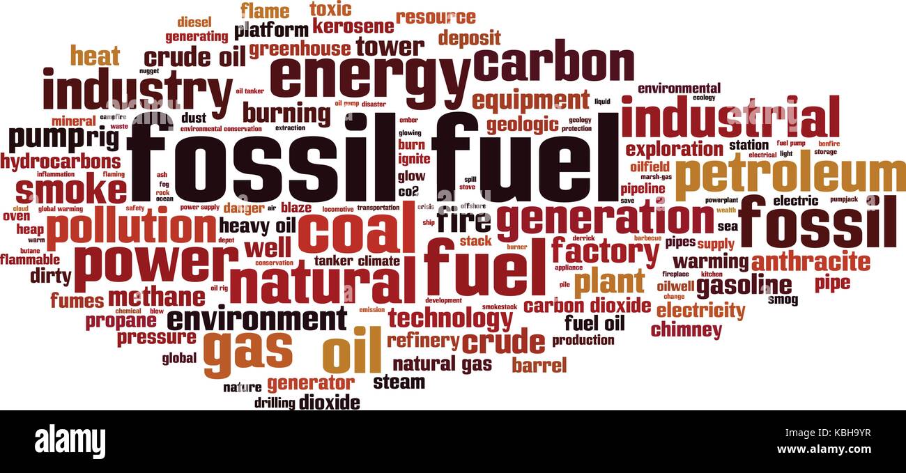 Fossiler Brennstoff Wort cloud Konzept. Vector Illustration Stock Vektor