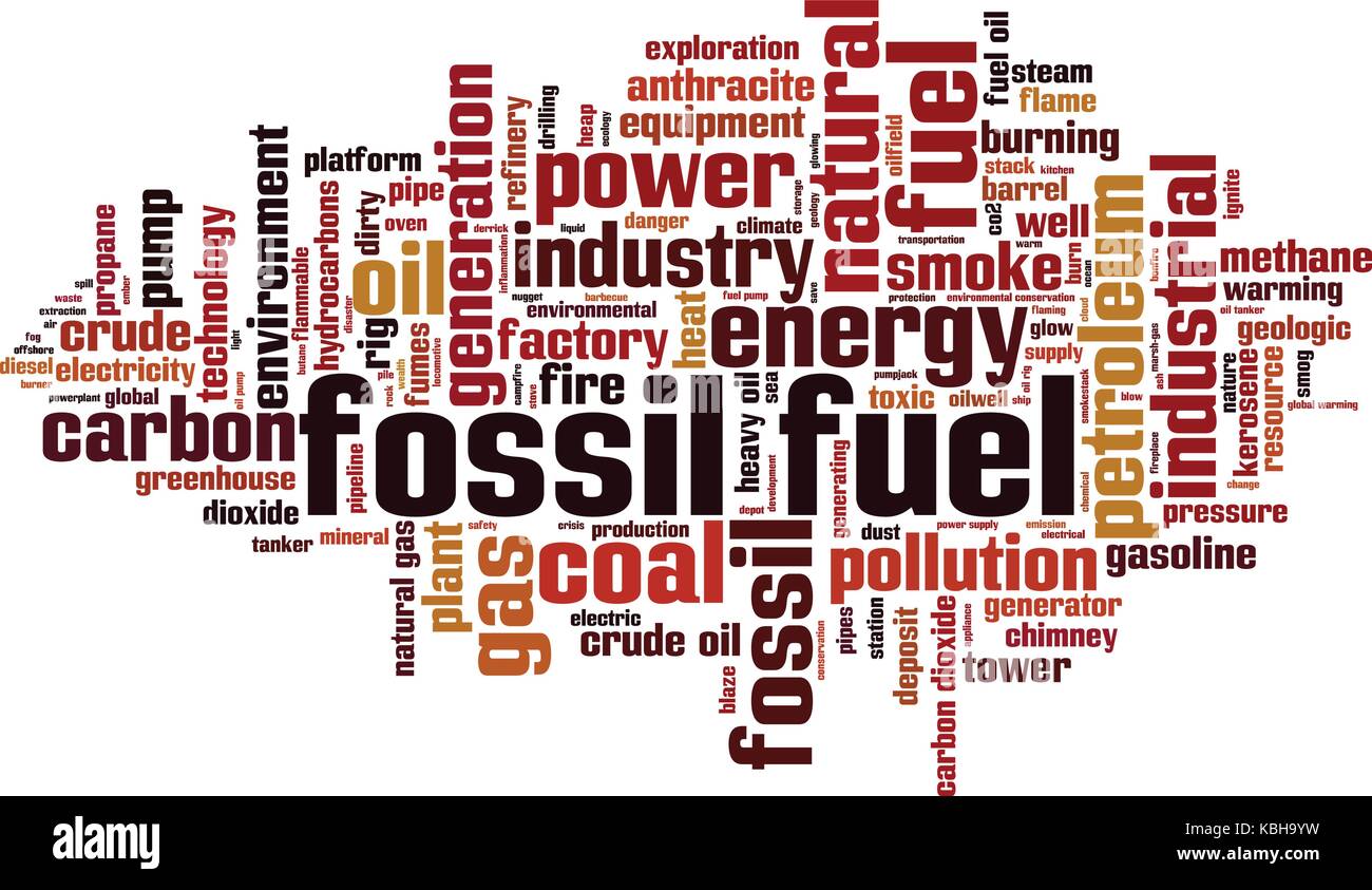 Fossiler Brennstoff Wort cloud Konzept. Vector Illustration Stock Vektor