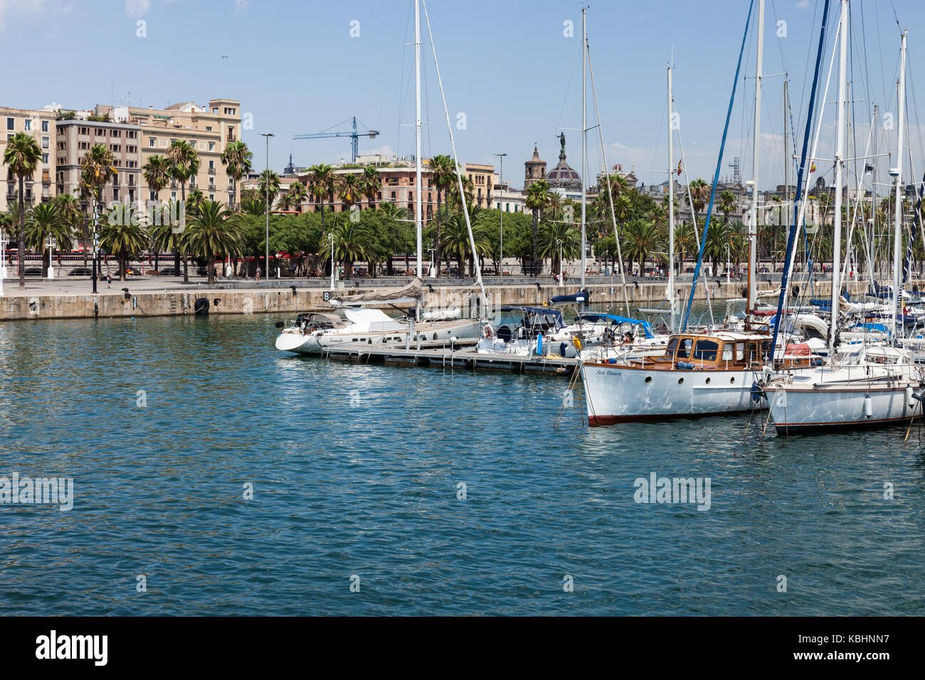 Hafen von Barcelona Yachten Stockfoto