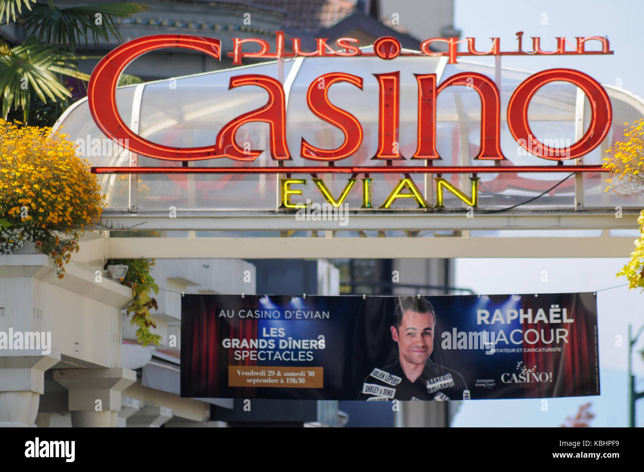 Allgemeine Ansicht des Casinos, Evian-les-Bains, Savoyen, Frankreich Stockfoto