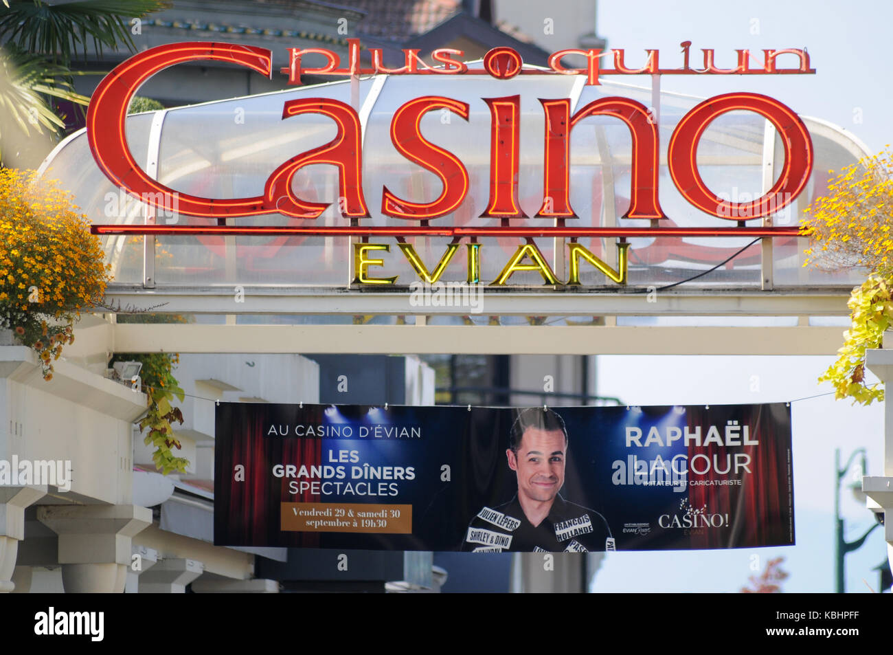 Allgemeine Ansicht des Casinos, Evian-les-Bains, Savoyen, Frankreich Stockfoto
