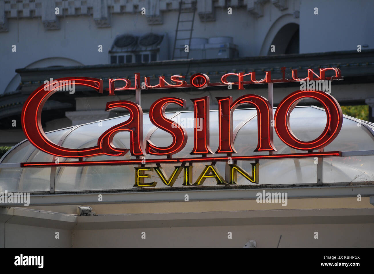 Allgemeine Ansicht des Casinos, Evian-les-Bains, Savoyen, Frankreich Stockfoto