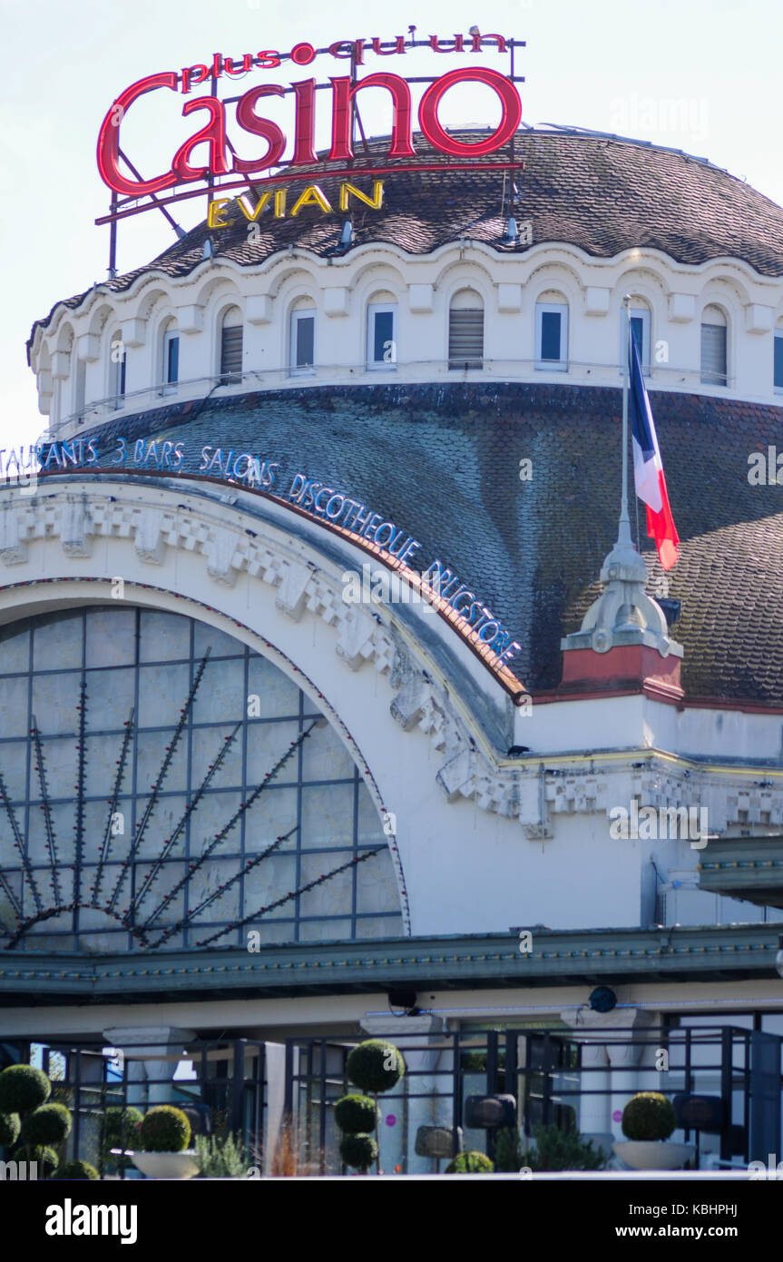 Allgemeine Ansicht des Casinos, Evian-les-Bains, Savoyen, Frankreich Stockfoto