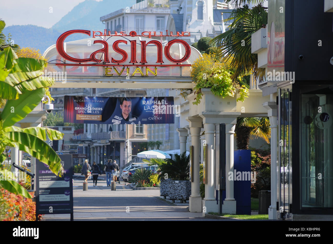 Allgemeine Ansicht des Casinos, Evian-les-Bains, Savoyen, Frankreich Stockfoto