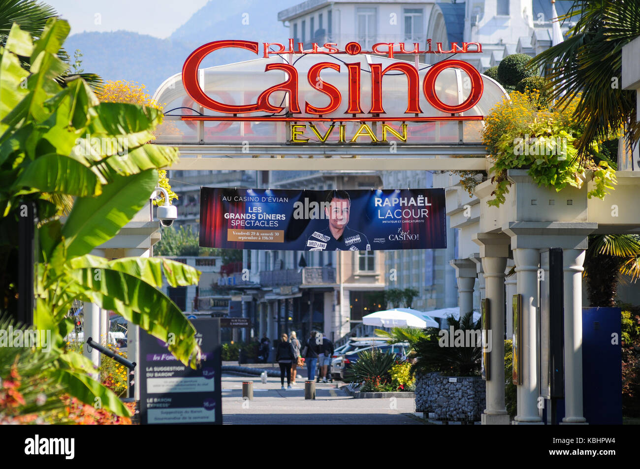 Allgemeine Ansicht des Casinos, Evian-les-Bains, Savoyen, Frankreich Stockfoto