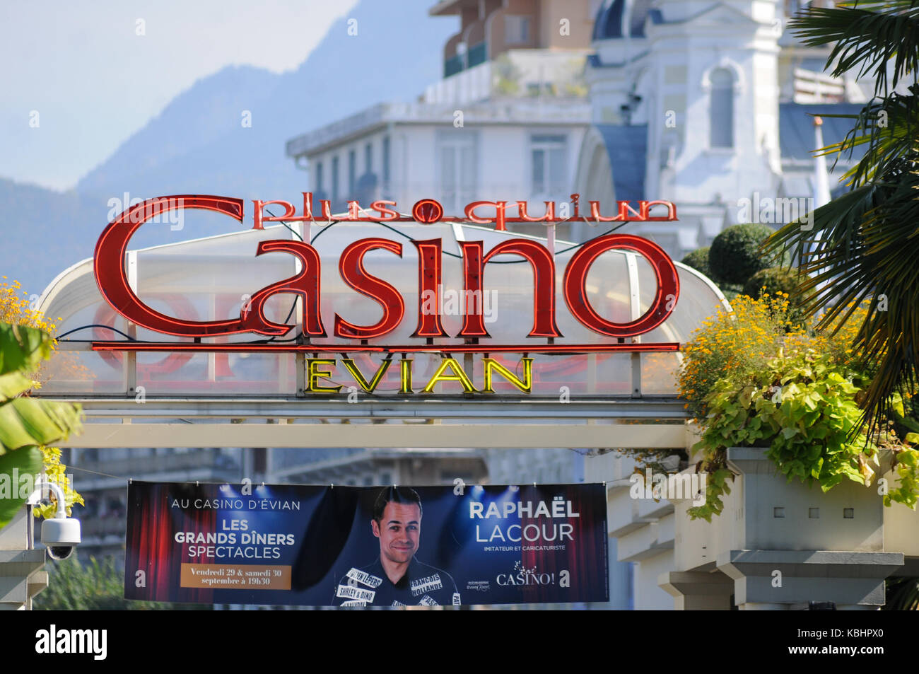 Allgemeine Ansicht des Casinos, Evian-les-Bains, Savoyen, Frankreich Stockfoto