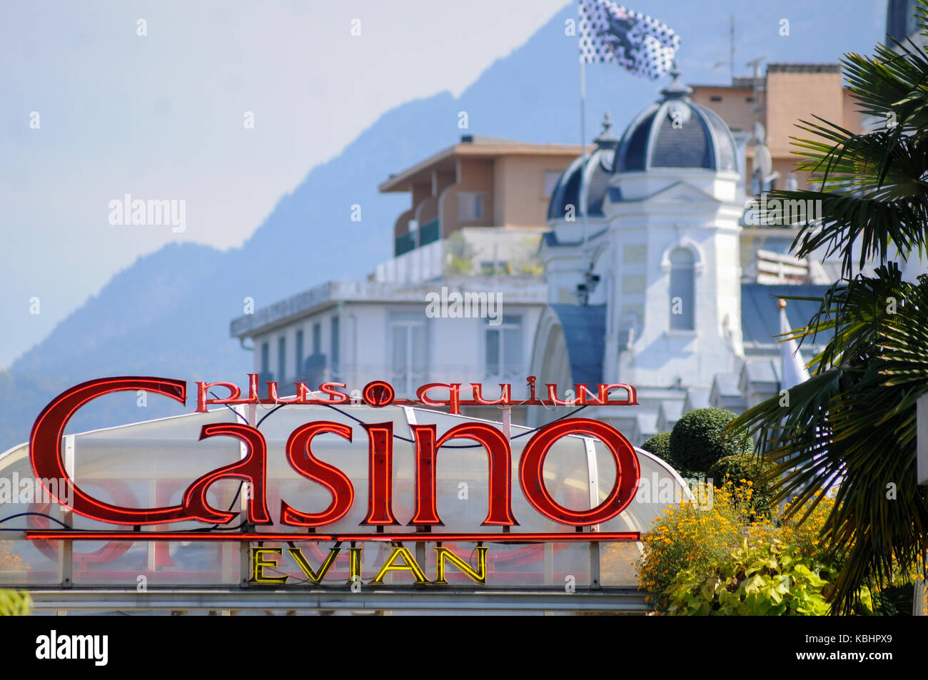 Allgemeine Ansicht des Casinos, Evian-les-Bains, Savoyen, Frankreich Stockfoto