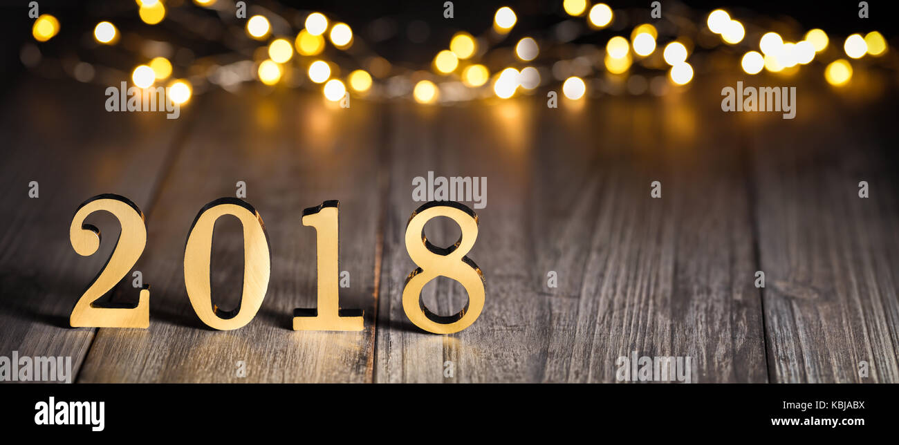 Frohes neues Jahr 2018, festliche Lichter Hintergrund Stockfoto