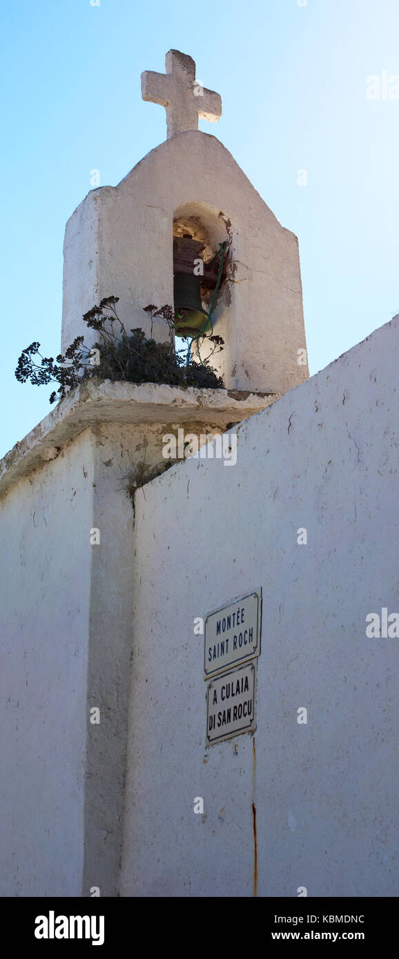 Bonifacio auf Korsika: Die Chapelle Saint-Roch (St. Rochus Kapelle), an der Stelle, wo die letzten Opfer der Pestepidemie von 1528 starb Stockfoto