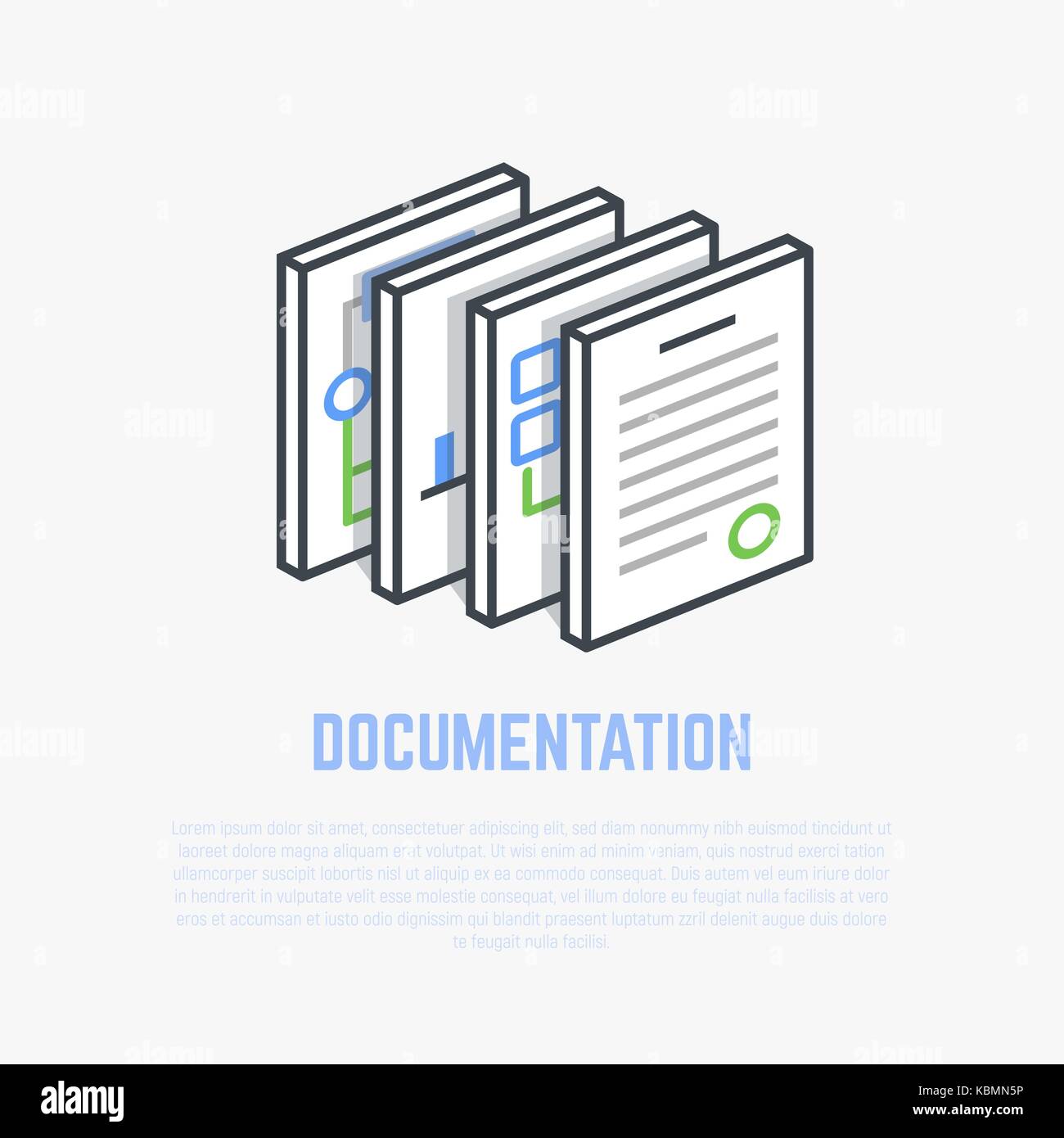 Dokumentation isometrische Darstellung Stock Vektor