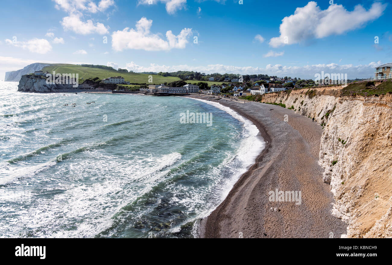 Freshwater Bay, Isle of Wight, an einem breezy Mai Tag Stockfoto