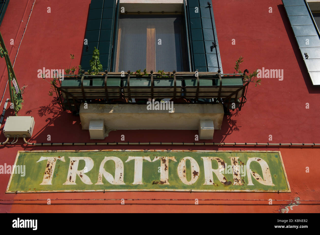 Einen venezianischen Trattoria Zeichen Stockfoto