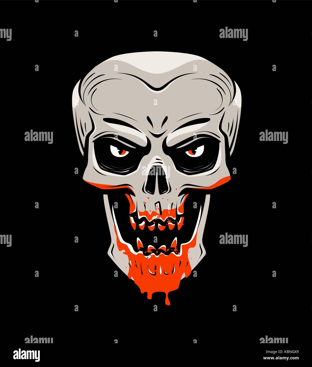 Böse Schädel und Blut. Halloween, Zombie, Untote, vampire Cartoon. Vector Illustration Stock Vektor
