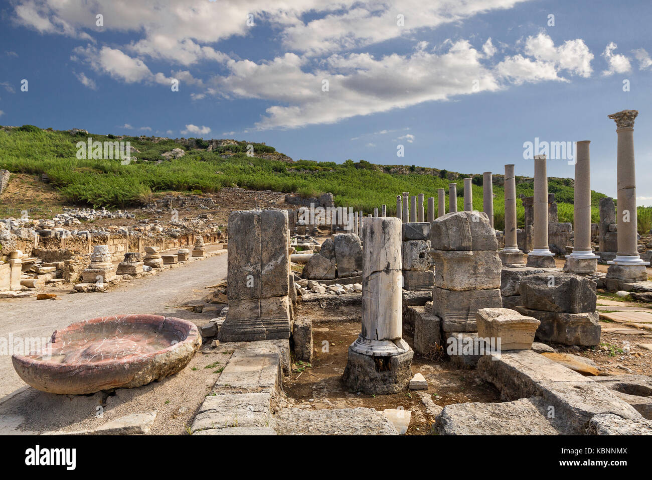 Ruinen der römischen Stätte Perge, Antalya, Türkei Stockfoto