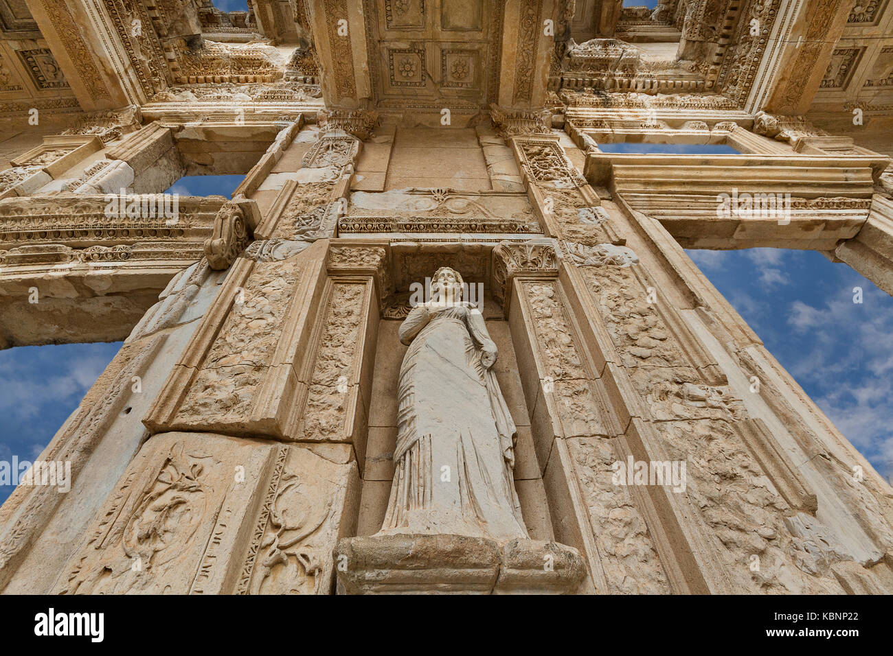 Römischen Bibliothek des Kelsos in Ephesus, Türkei. Stockfoto
