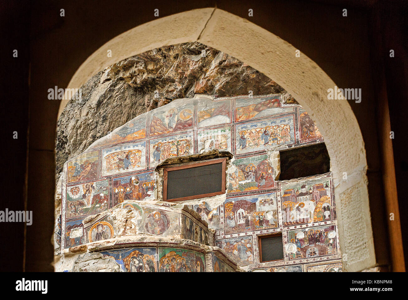 Die Fresken der alten griechisch-orthodoxe Kloster Sumela, in Trabzon, Türkei. Stockfoto