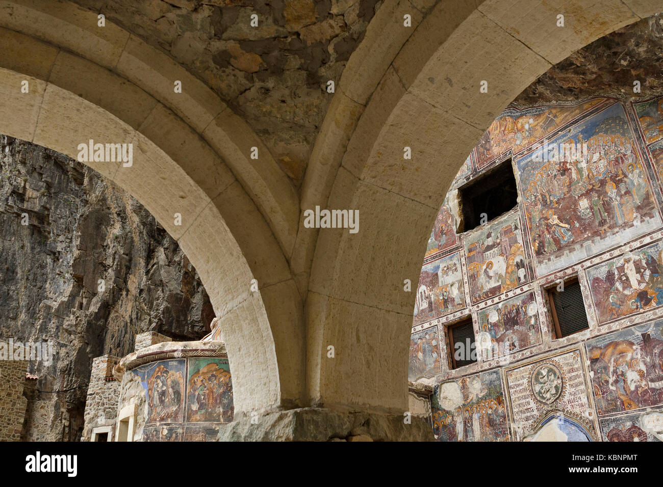 Die Fresken der alten griechisch-orthodoxe Kloster Sumela, in Trabzon, Türkei. Stockfoto