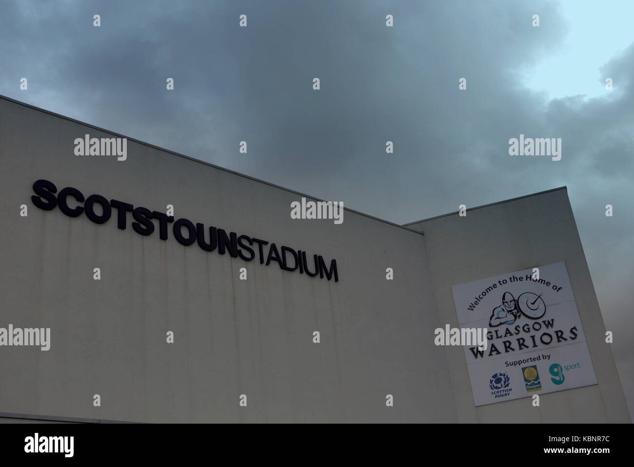 Glasgow Warriors Rugby Club Scotstoun Stadion Stockfoto