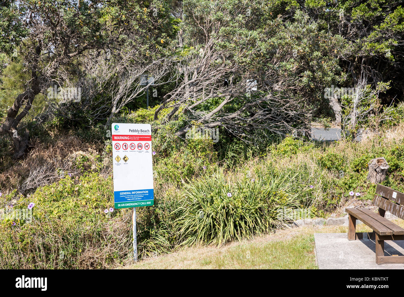 Kiesstrand in der Nähe von Forster in der Mitte der Nordküste, ist Teil der Bicentennial Spaziergang entlang der Küste, New South Wales, Australien Stockfoto