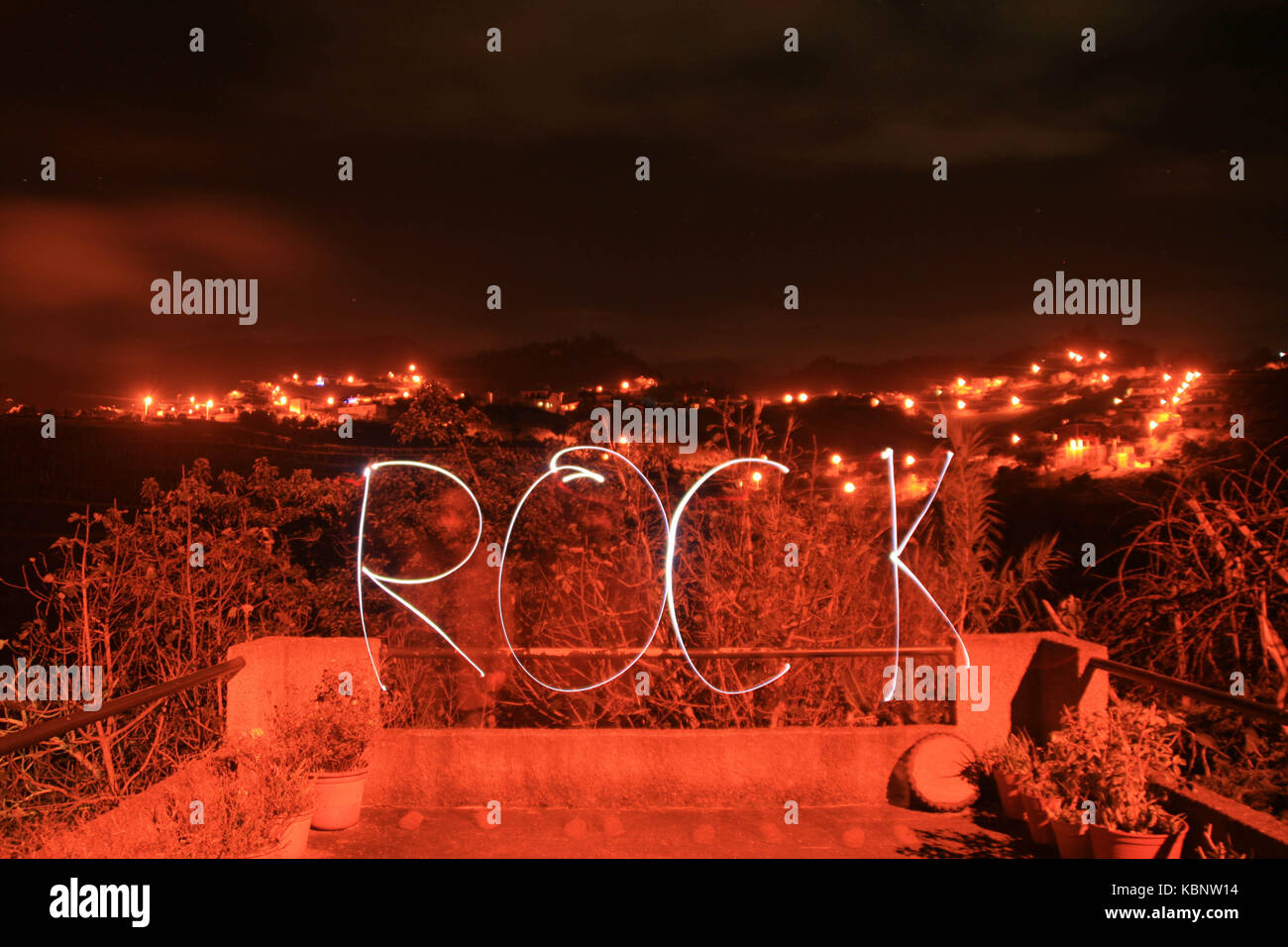 Rock durch Licht geschrieben Stockfoto