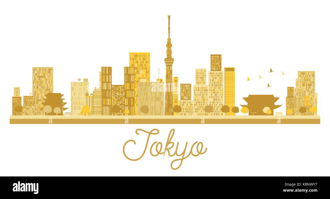 Tokio Skyline der Stadt goldene Silhouette. Vector Illustration. Einfache flache Konzept für Tourismus Präsentation, Banner, Plakat oder Website. Stock Vektor