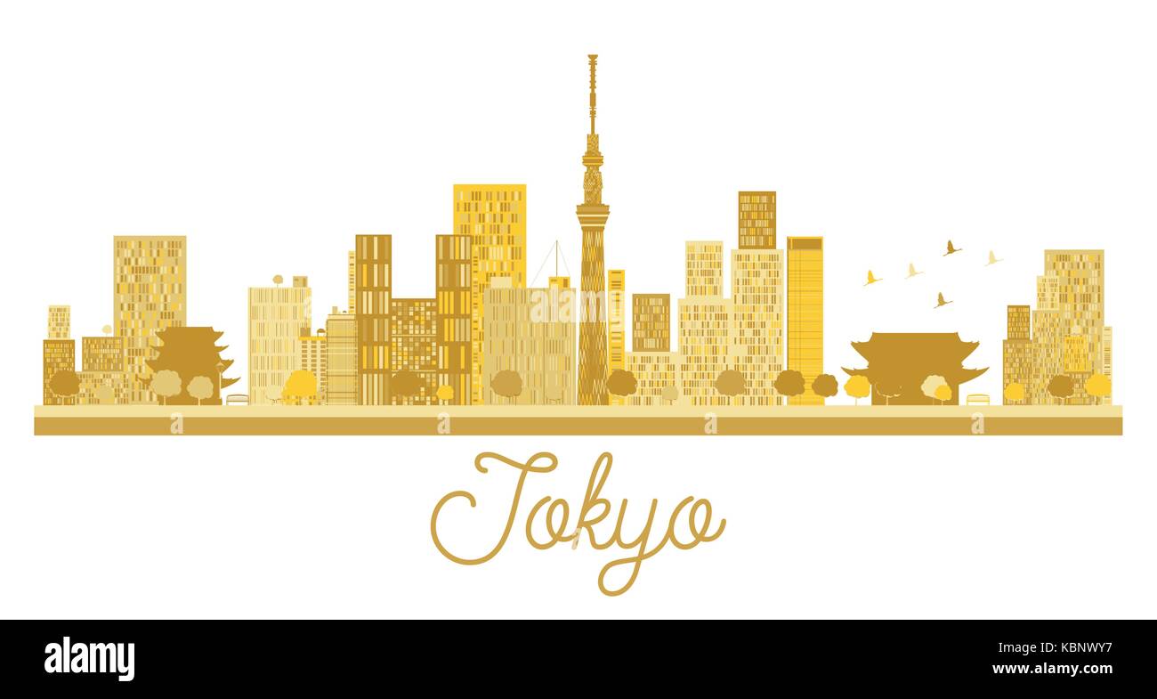 Tokio Skyline der Stadt goldene Silhouette. Vector Illustration. Einfache flache Konzept für Tourismus Präsentation, Banner, Plakat oder Website. Stock Vektor