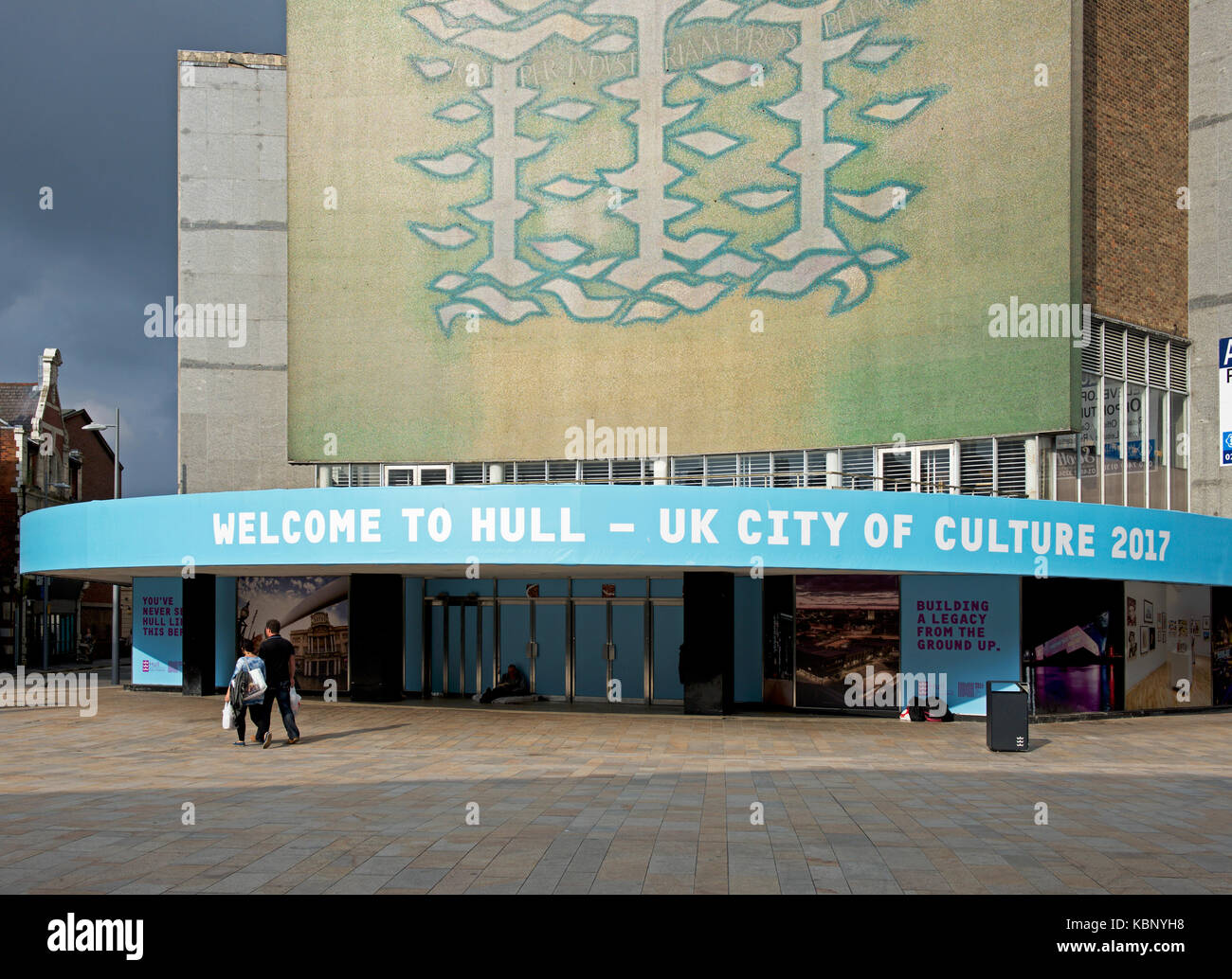 Anmelden - Willkommen in Hull, Großbritannien Stadt der Kultur 2017 - Humberside, England Großbritannien Stockfoto