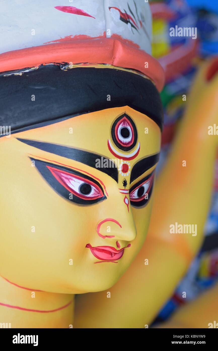 Idol der hinduistischen Göttin Durga während der Durga Puja Festival in Indien Stockfoto