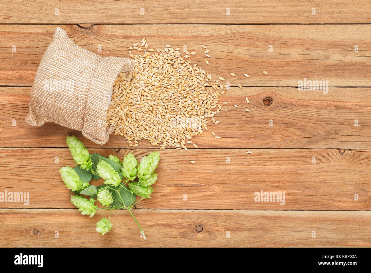 Hopfen und Gerste Top View Stockfoto
