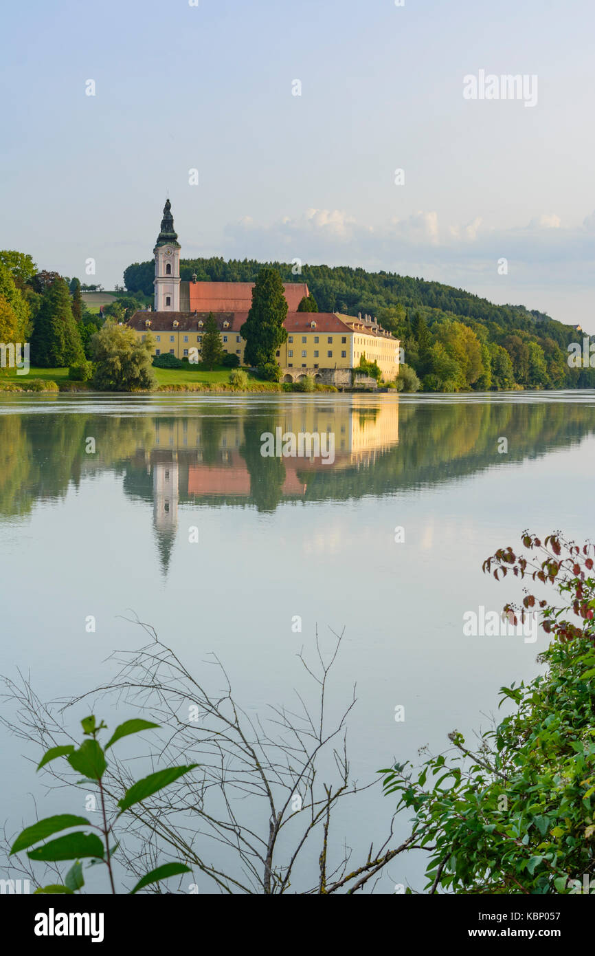 Schloss Kloster Kirche Schloss Vornbach, River Inn, Neuburg am Inn, Niederbayern, Oberbayern, Bayern, Bayern, Deutschland Stockfoto