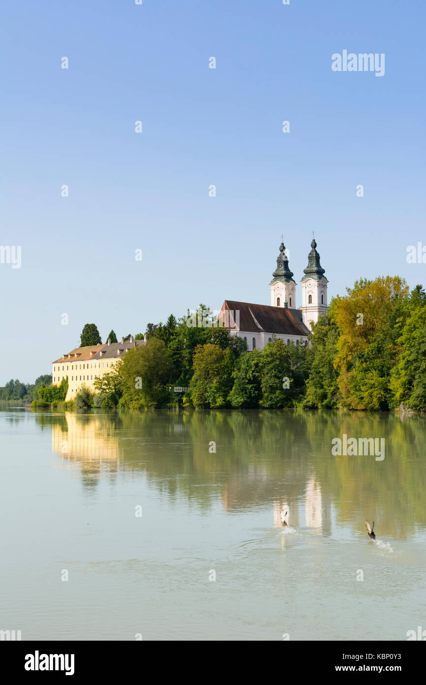 Schloss Kloster Kirche Schloss Vornbach, River Inn, Neuburg am Inn, Niederbayern, Oberbayern, Bayern, Bayern, Deutschland Stockfoto