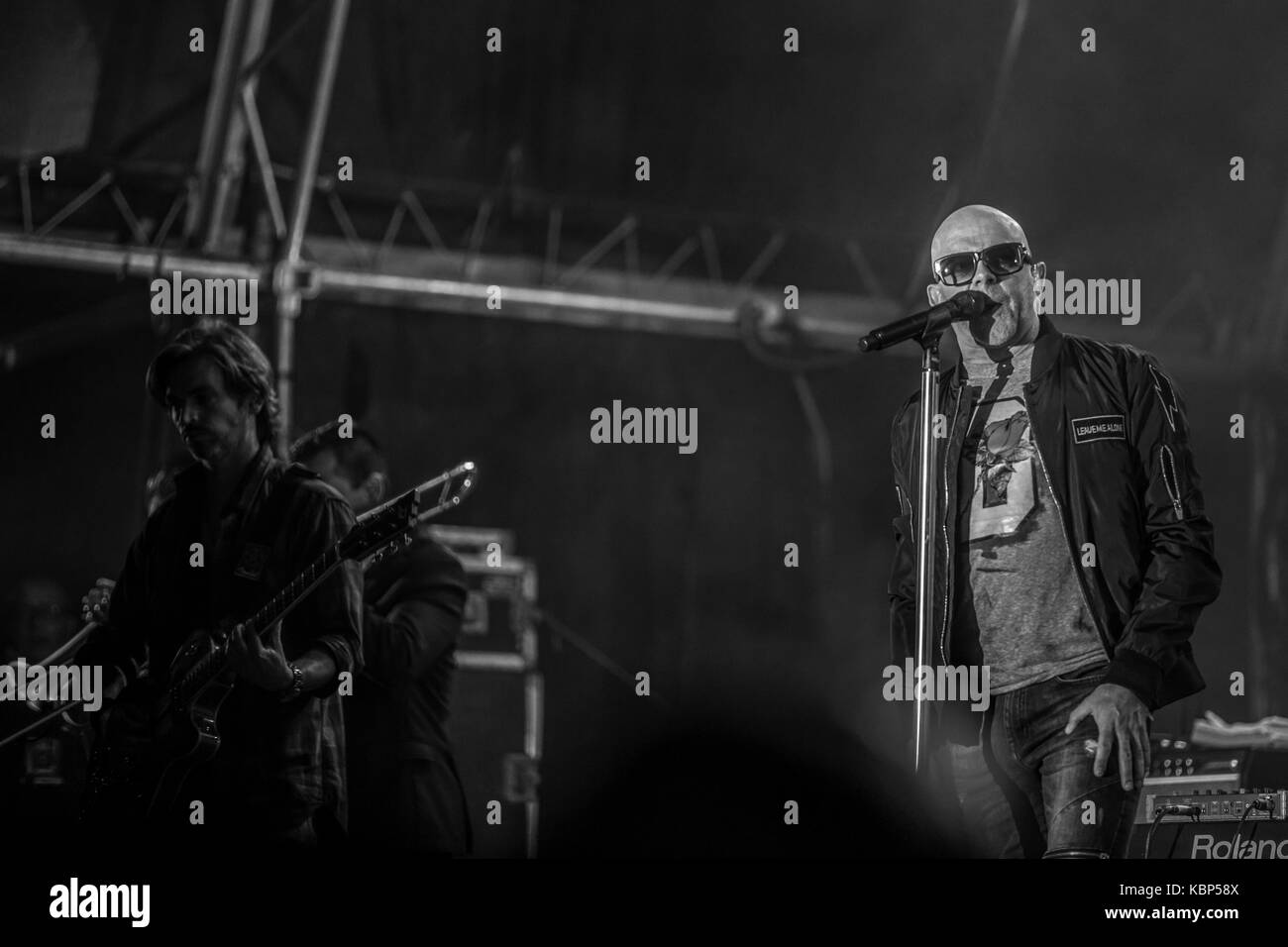 Viana do Castelo, Portugal, 15. September 2017: Künstler Pedro Abrunhosa in die Teilnahme an dem Festival Viana Bate Forte, die in Viana nahm. Stockfoto